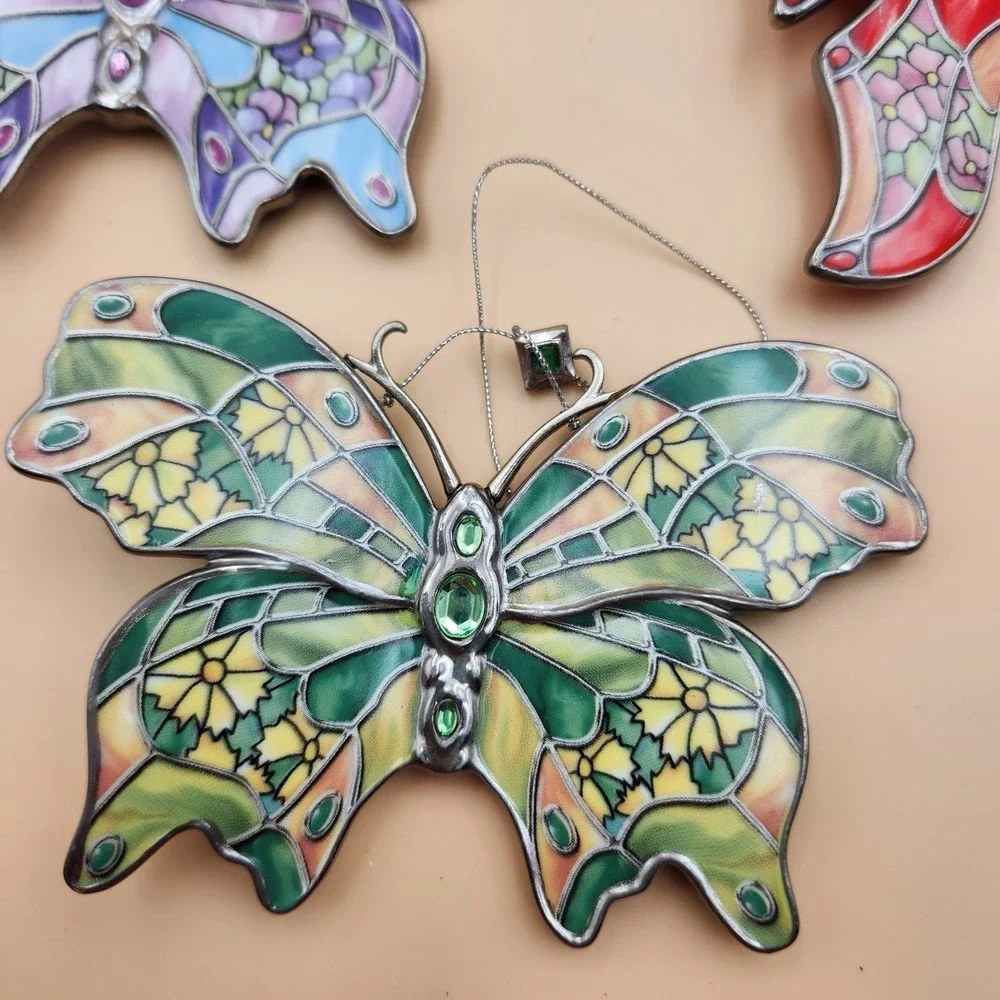 Bradford Exchange Silkin Wings Heirloom Porcelain Butterfly Ornament Set #13